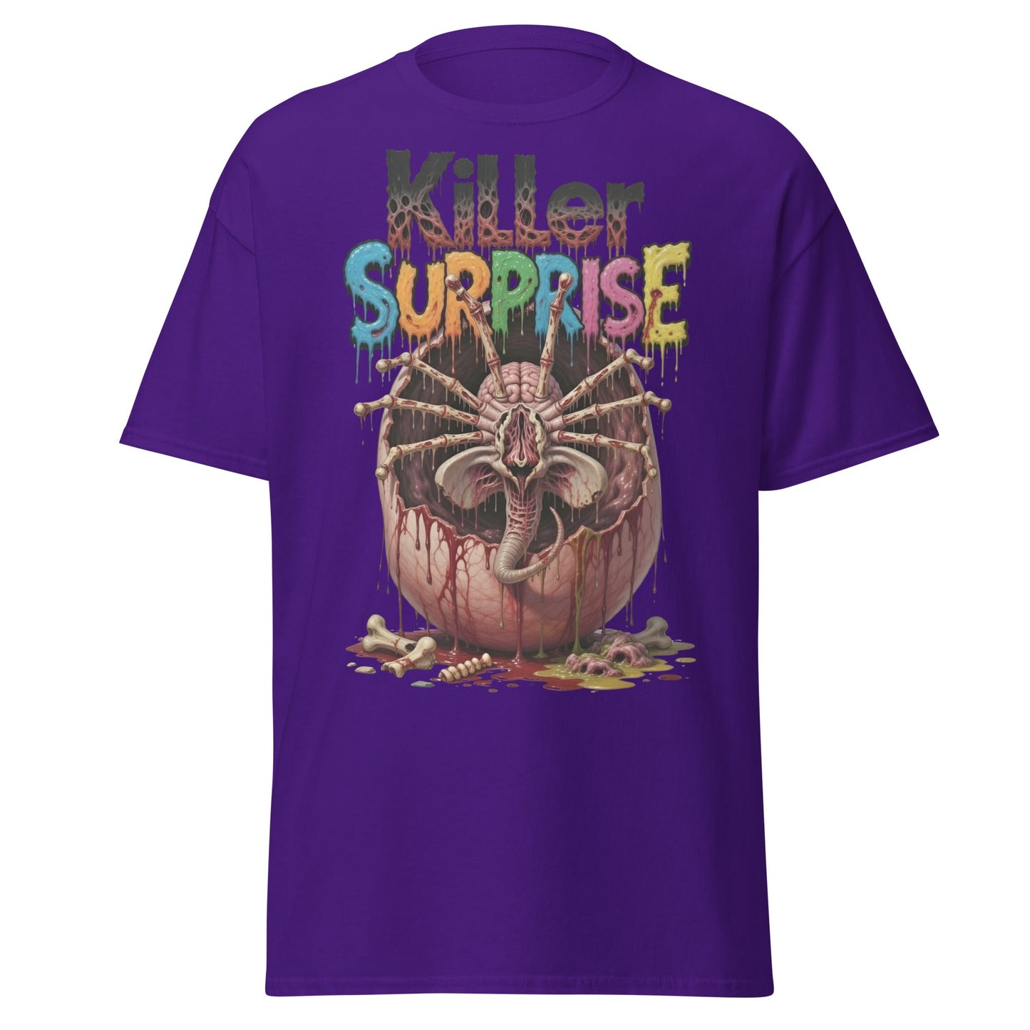 Killer Surprise Alien Horror T-Shirt | Gory Sci - Fi Tee - Purple - T-Shirts Online