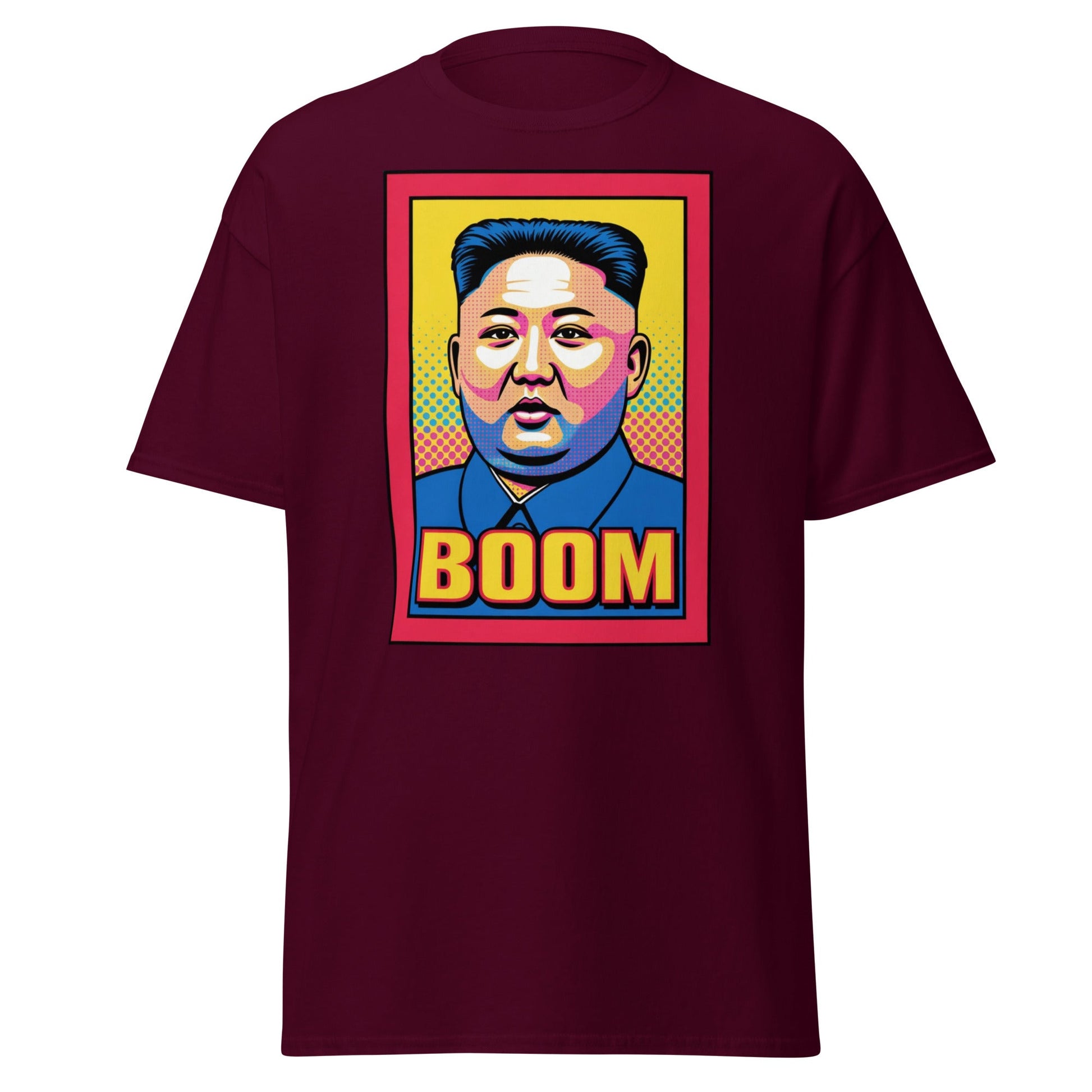 Kim Jong Un Boom Pop Art T-Shirt - Maroon - T-Shirts Online