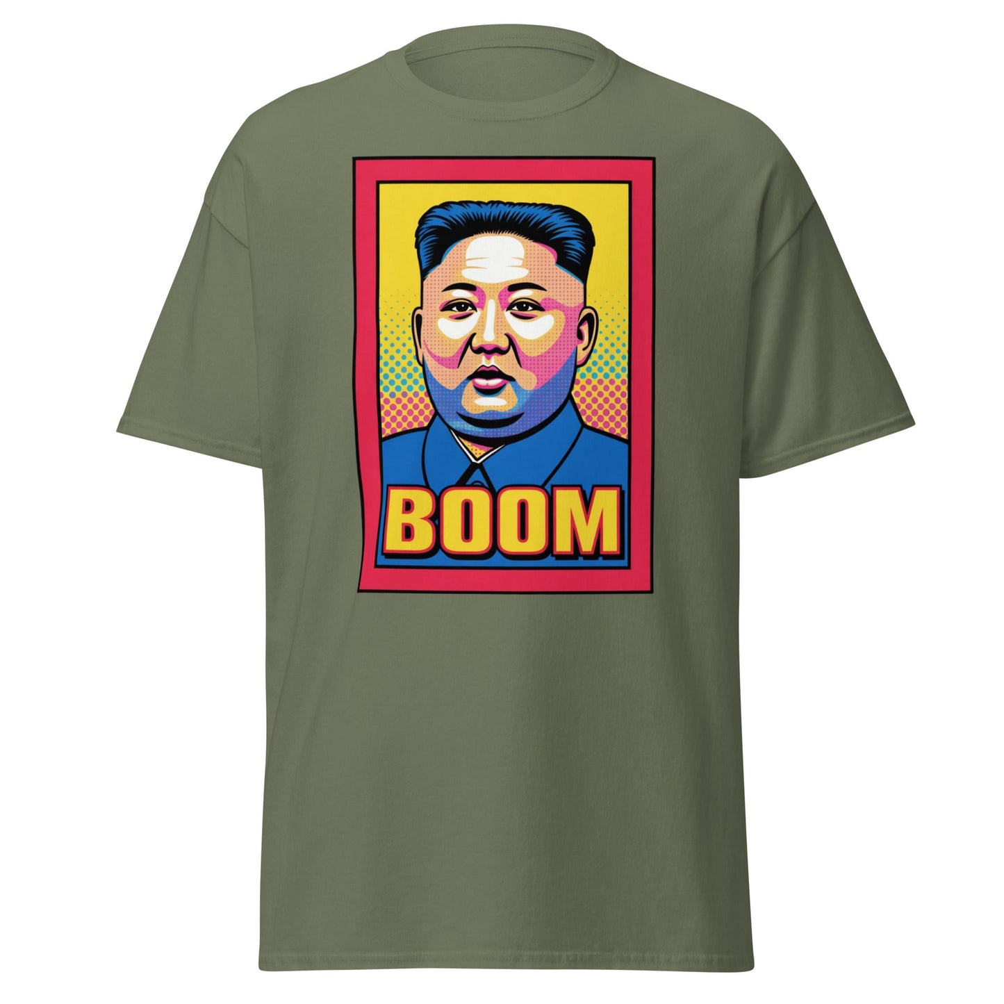 Kim Jong Un Boom Pop Art T-Shirt - Military Green - T-Shirts Online