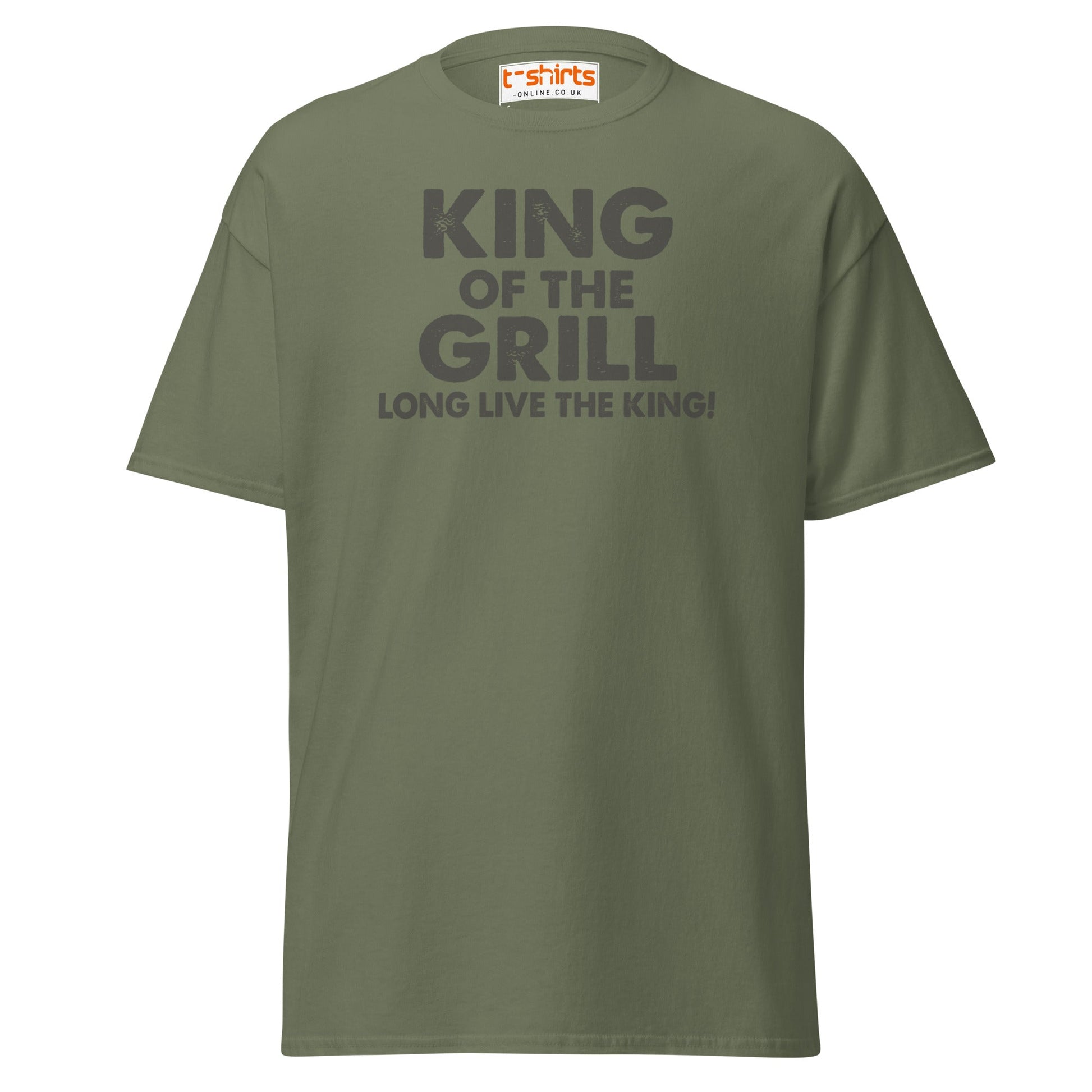King of the Grill T-Shirt | Funny BBQ Barbecue Tee - Military Green - T-Shirts Online