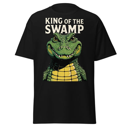 King of the Swamp Alligator T-Shirt - Retro Reptile Tee - Black - T-Shirts Online