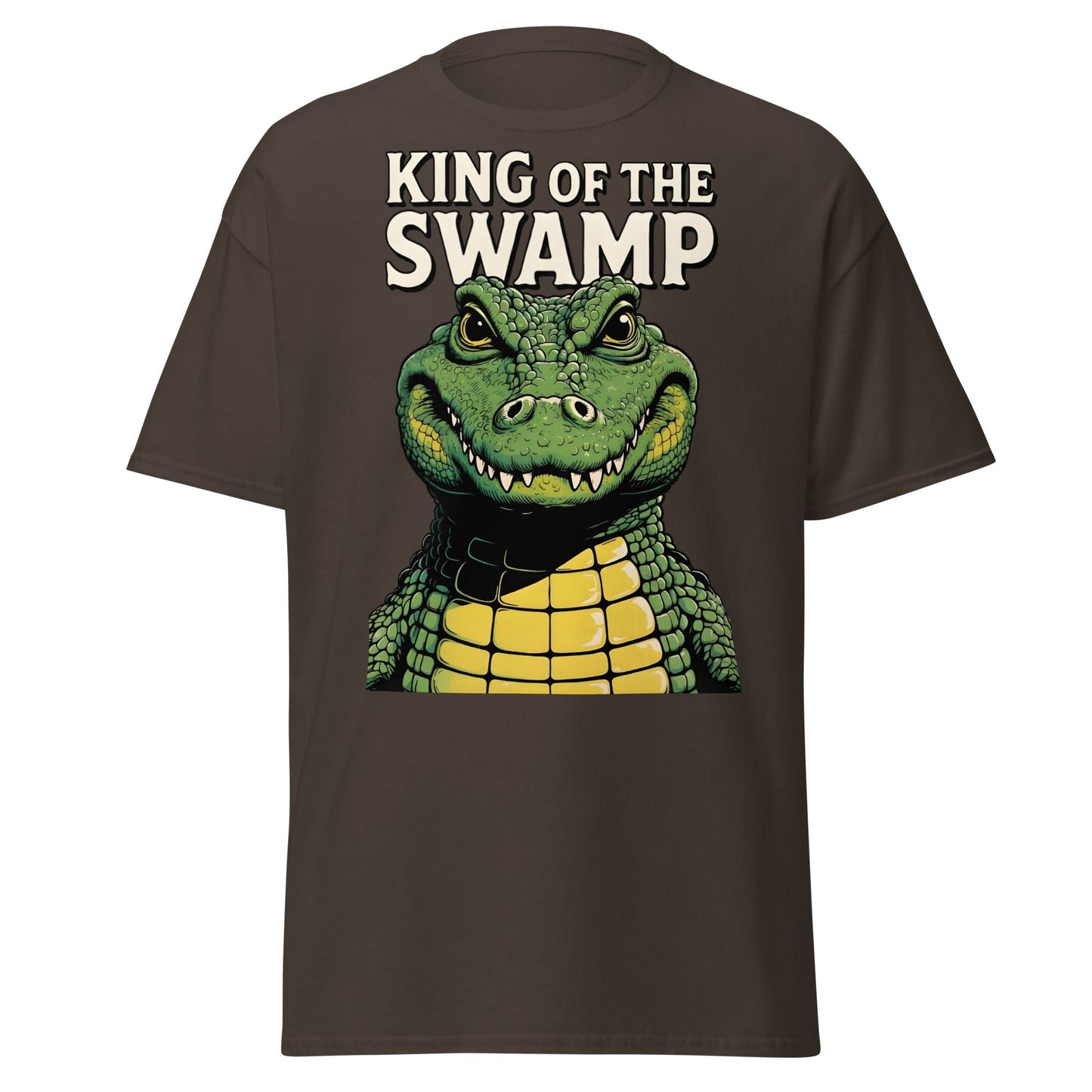 King of the Swamp Alligator T-Shirt - Retro Reptile Tee - Dark Chocolate - T-Shirts Online