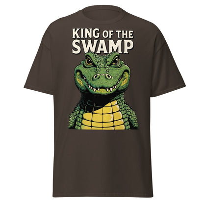King of the Swamp Alligator T-Shirt - Retro Reptile Tee - Dark Chocolate - T-Shirts Online
