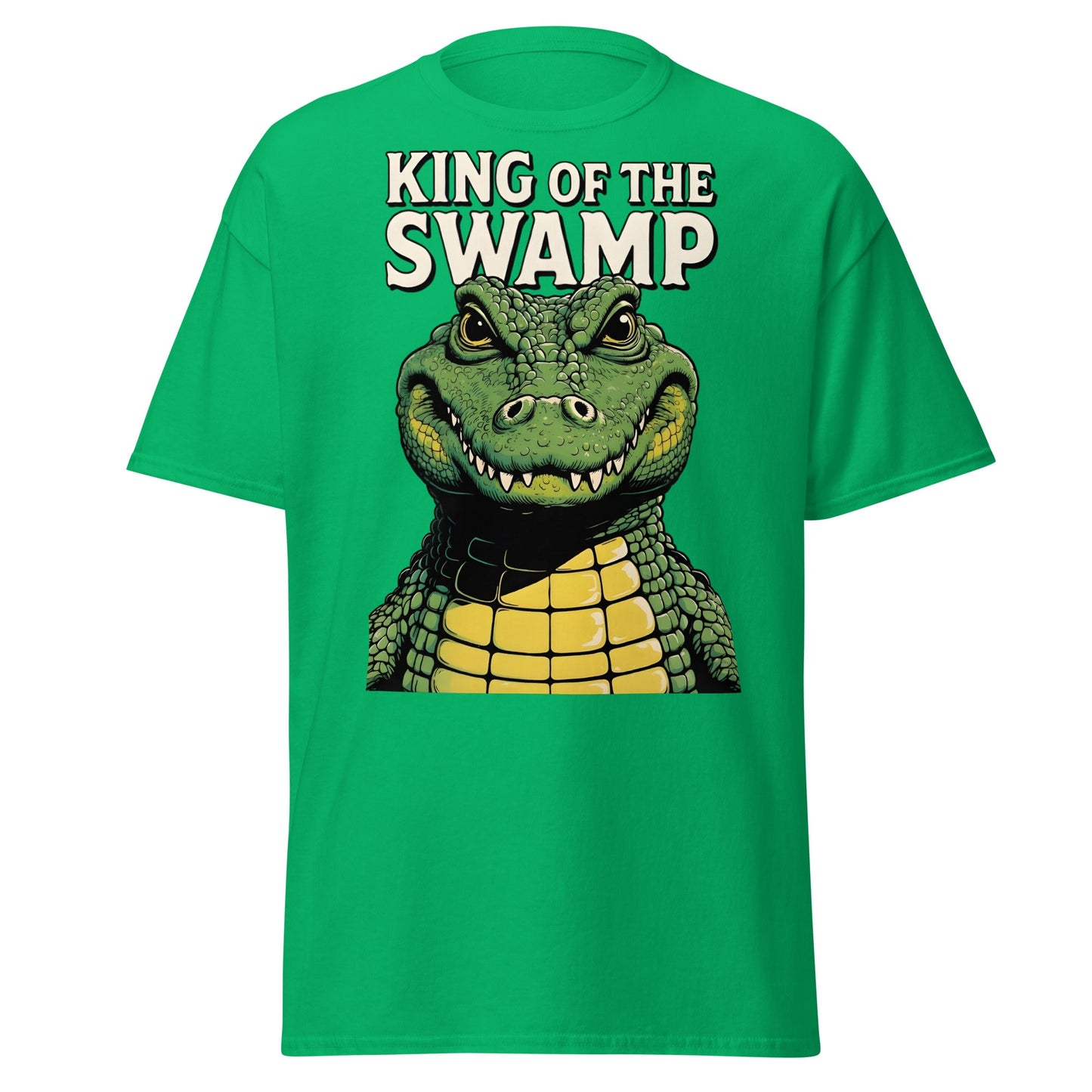 King of the Swamp Alligator T-Shirt - Retro Reptile Tee - Irish Green - T-Shirts Online