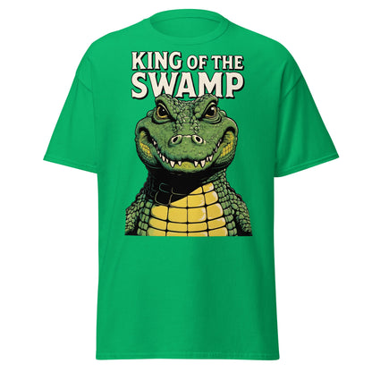 King of the Swamp Alligator T-Shirt - Retro Reptile Tee - Irish Green - T-Shirts Online