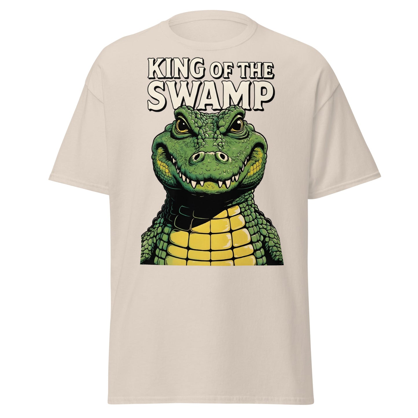 King of the Swamp Alligator T-Shirt - Retro Reptile Tee - Natural - T-Shirts Online