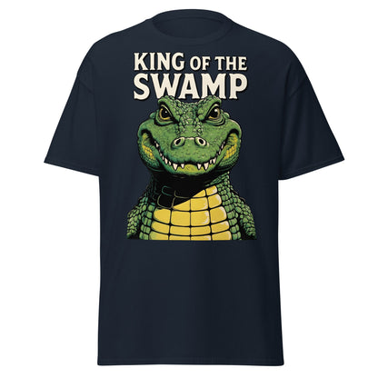 King of the Swamp Alligator T-Shirt - Retro Reptile Tee - Navy - T-Shirts Online