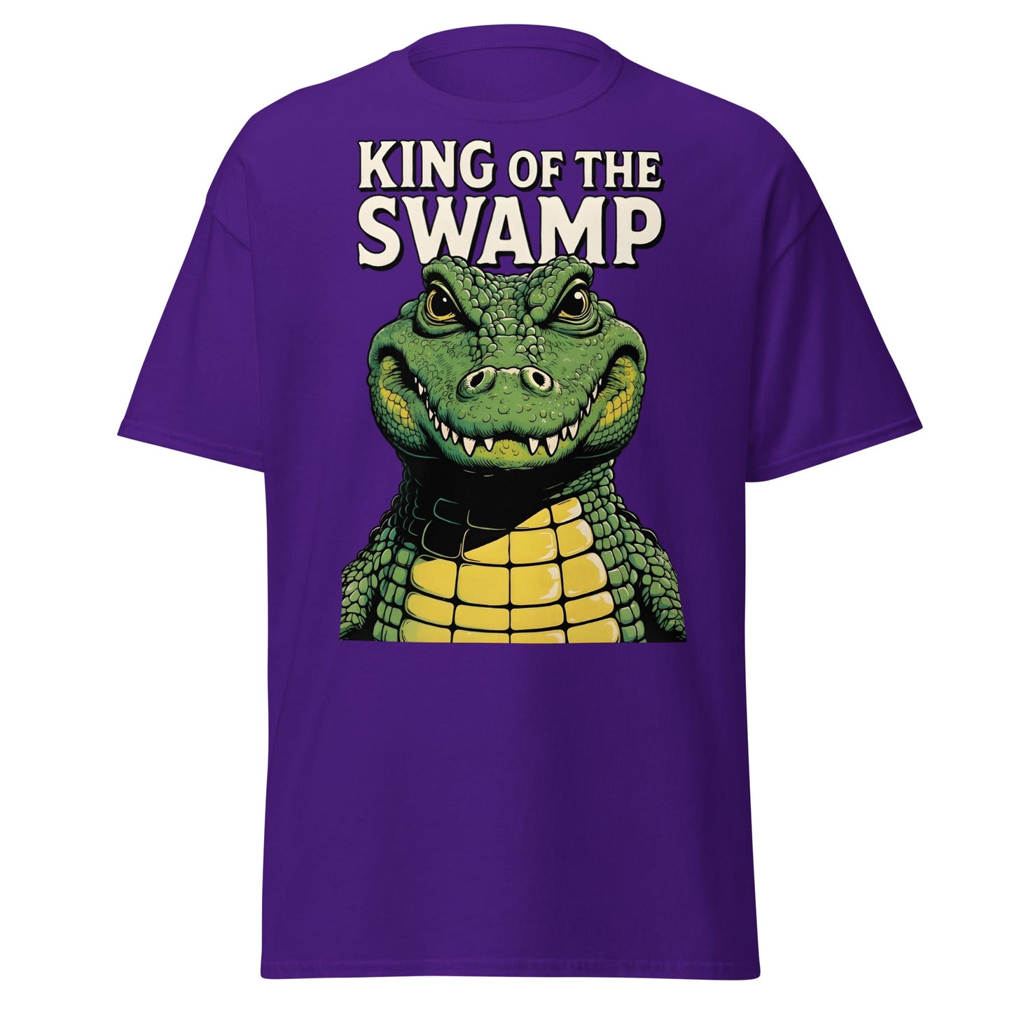 King of the Swamp Alligator T-Shirt - Retro Reptile Tee - Purple - T-Shirts Online