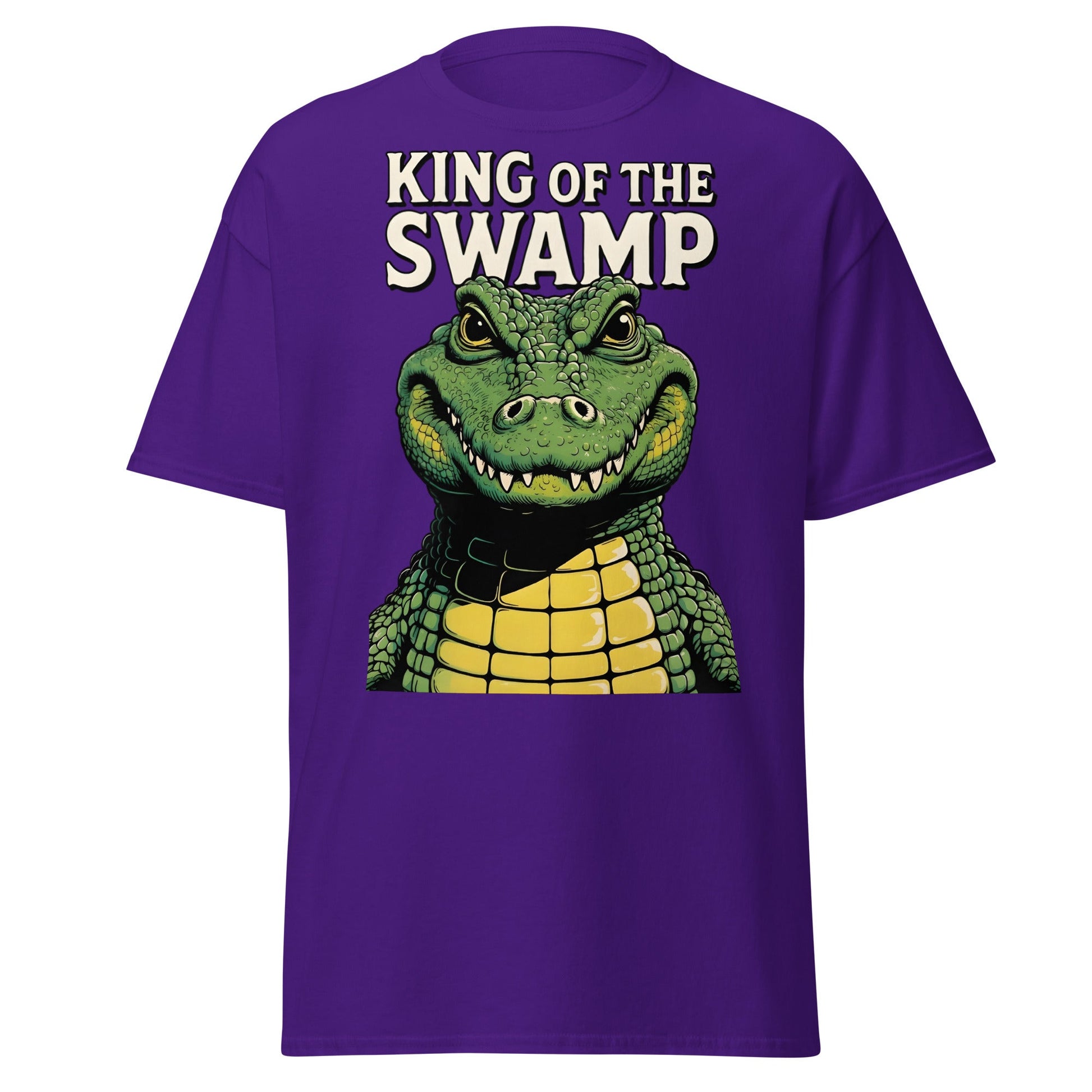 King of the Swamp Alligator T-Shirt - Retro Reptile Tee - Purple - T-Shirts Online
