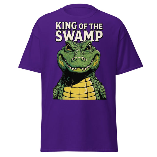 King of the Swamp Alligator T-Shirt - Retro Reptile Tee - Purple - T-Shirts Online