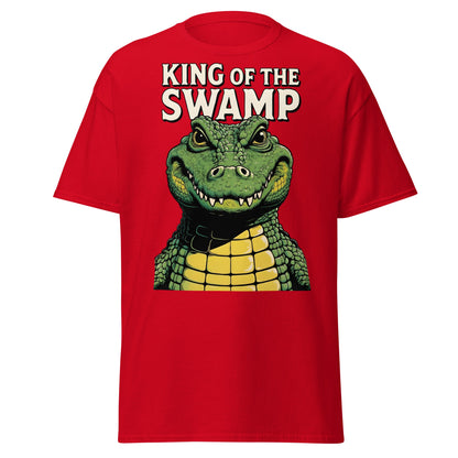 King of the Swamp Alligator T-Shirt - Retro Reptile Tee - Red - T-Shirts Online