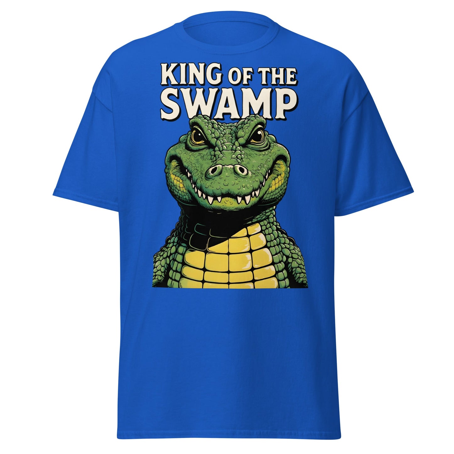 King of the Swamp Alligator T-Shirt - Retro Reptile Tee - Royal - T-Shirts Online