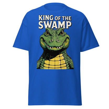 King of the Swamp Alligator T-Shirt - Retro Reptile Tee - Royal - T-Shirts Online