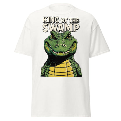 King of the Swamp Alligator T-Shirt - Retro Reptile Tee - White - T-Shirts Online