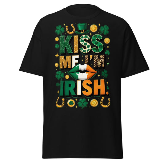 Kiss Me I'm Irish T-Shirt - Lucky St. Patrick's Day Tee - Black - T-Shirts Online