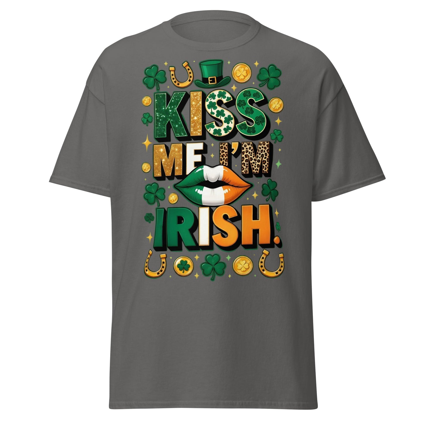 Kiss Me I'm Irish T-Shirt - Lucky St. Patrick's Day Tee - Charcoal - T-Shirts Online