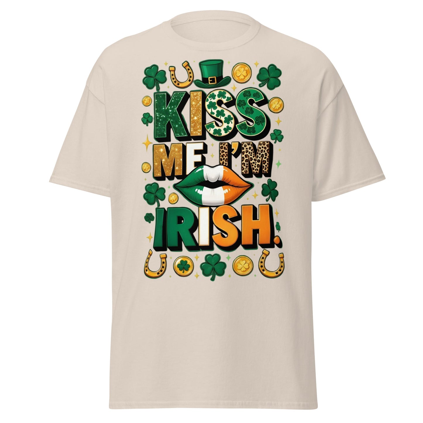 Kiss Me I'm Irish T-Shirt - Lucky St. Patrick's Day Tee - Natural - T-Shirts Online