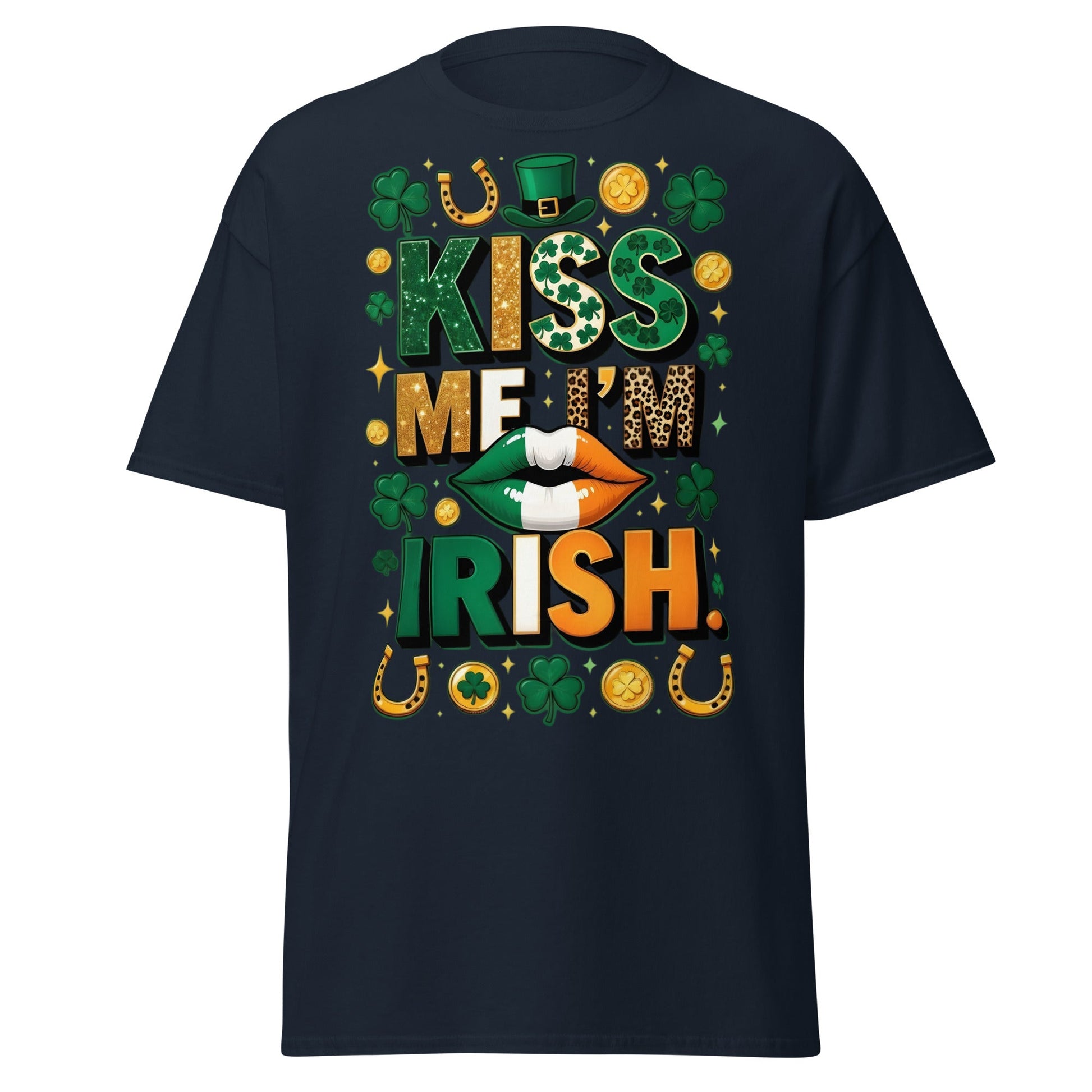 Kiss Me I'm Irish T-Shirt - Lucky St. Patrick's Day Tee - Navy - T-Shirts Online