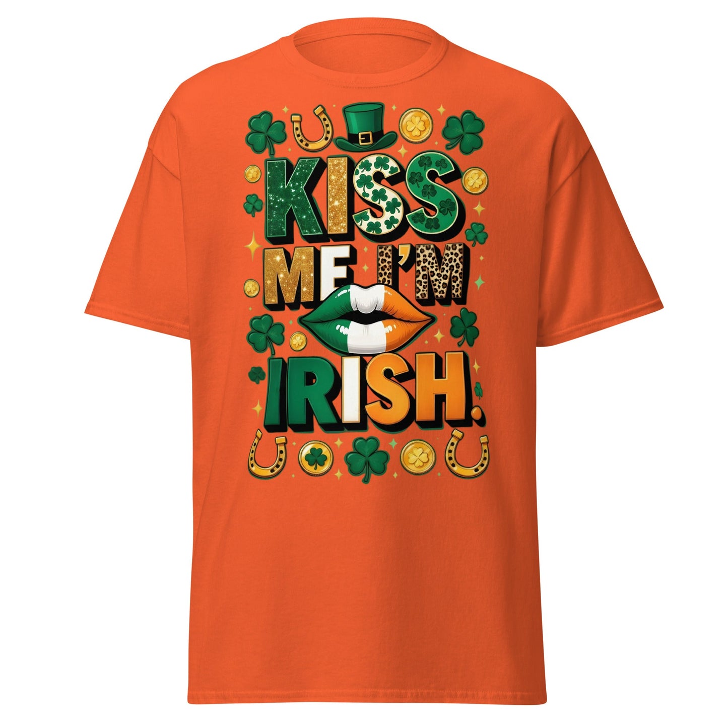 Kiss Me I'm Irish T-Shirt - Lucky St. Patrick's Day Tee - Orange - T-Shirts Online
