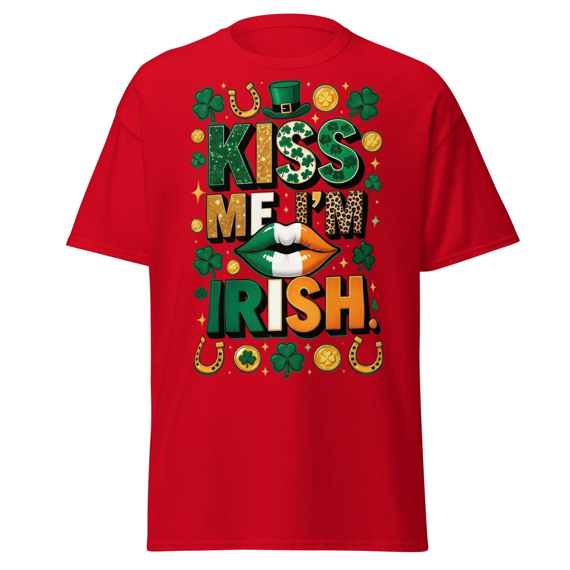 Kiss Me I'm Irish T-Shirt - Lucky St. Patrick's Day Tee - Red - T-Shirts Online