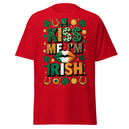 Kiss Me I'm Irish T-Shirt - Lucky St. Patrick's Day Tee - Red - T-Shirts Online