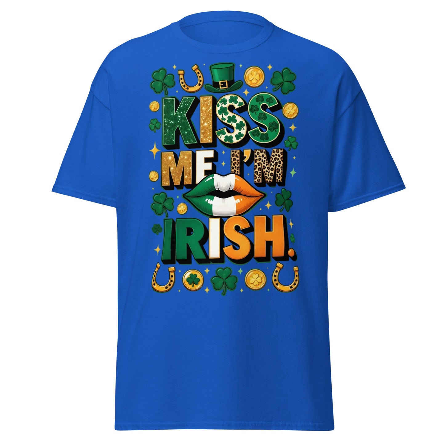 Kiss Me I'm Irish T-Shirt - Lucky St. Patrick's Day Tee - Royal - T-Shirts Online