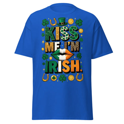 Kiss Me I'm Irish T-Shirt - Lucky St. Patrick's Day Tee - Royal - T-Shirts Online