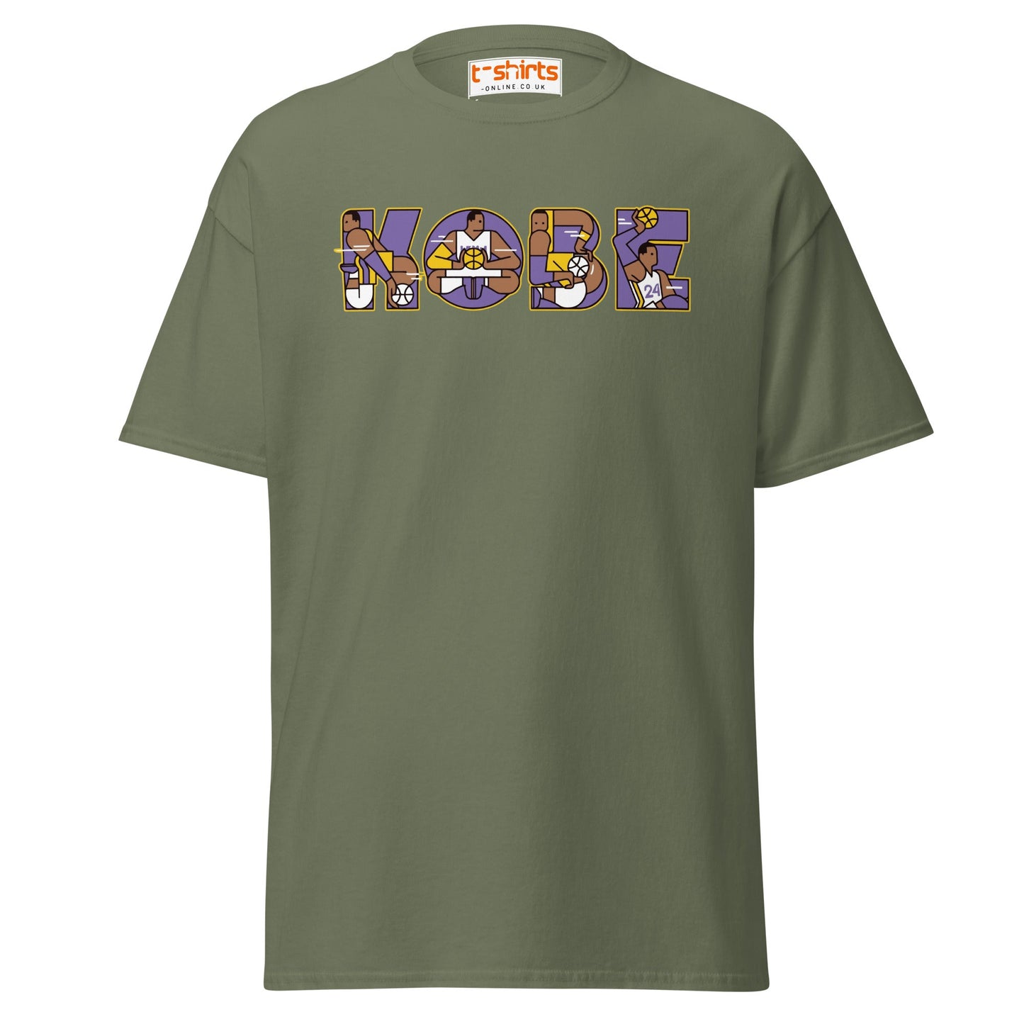 Kobe Tribute T-Shirt | Retro Basketball Art Tee - Military Green - T-Shirts Online
