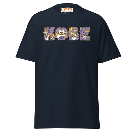 Kobe Tribute T-Shirt | Retro Basketball Art Tee - Navy - T-Shirts Online