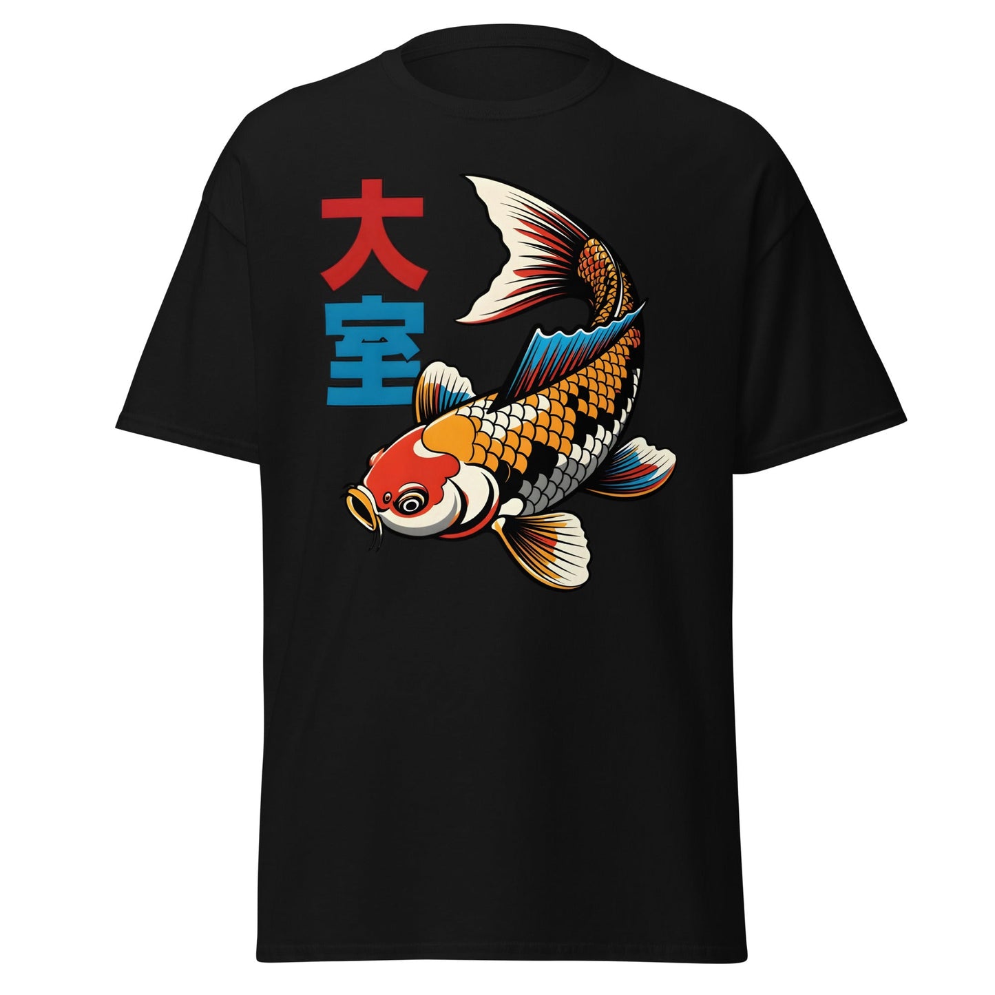 Koi Fish Pop Art T-Shirt Japanese Tattoo Style Tee - Black - T-Shirts Online
