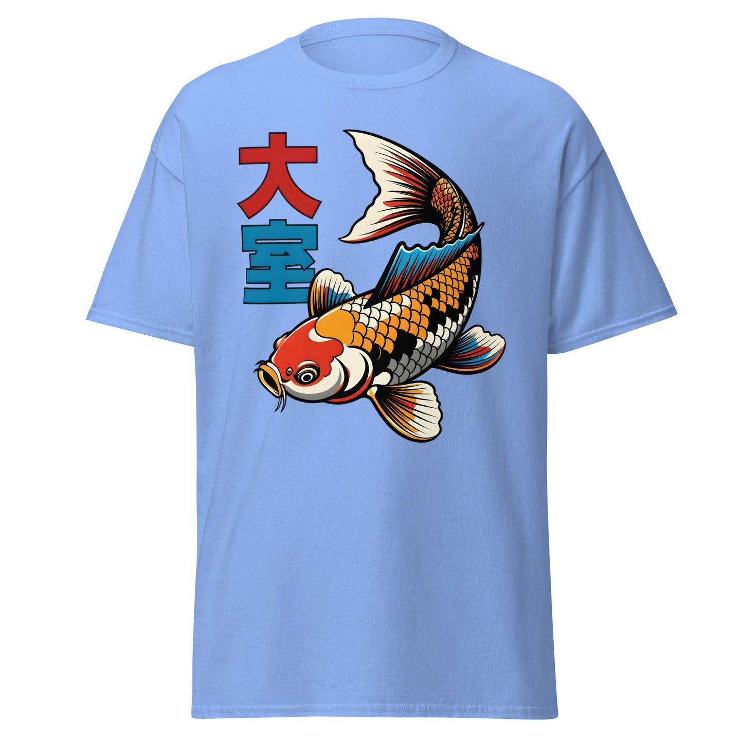 Koi Fish Pop Art T-Shirt Japanese Tattoo Style Tee - Carolina Blue - T-Shirts Online