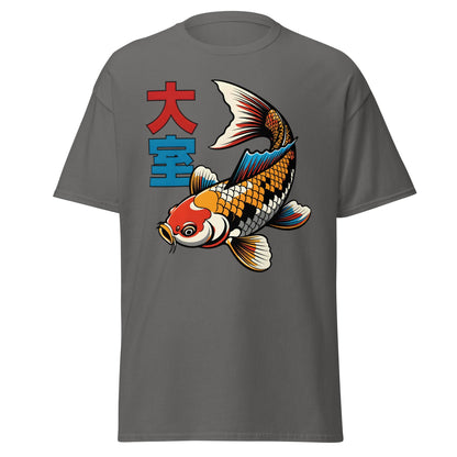Koi Fish Pop Art T-Shirt Japanese Tattoo Style Tee - Charcoal - T-Shirts Online