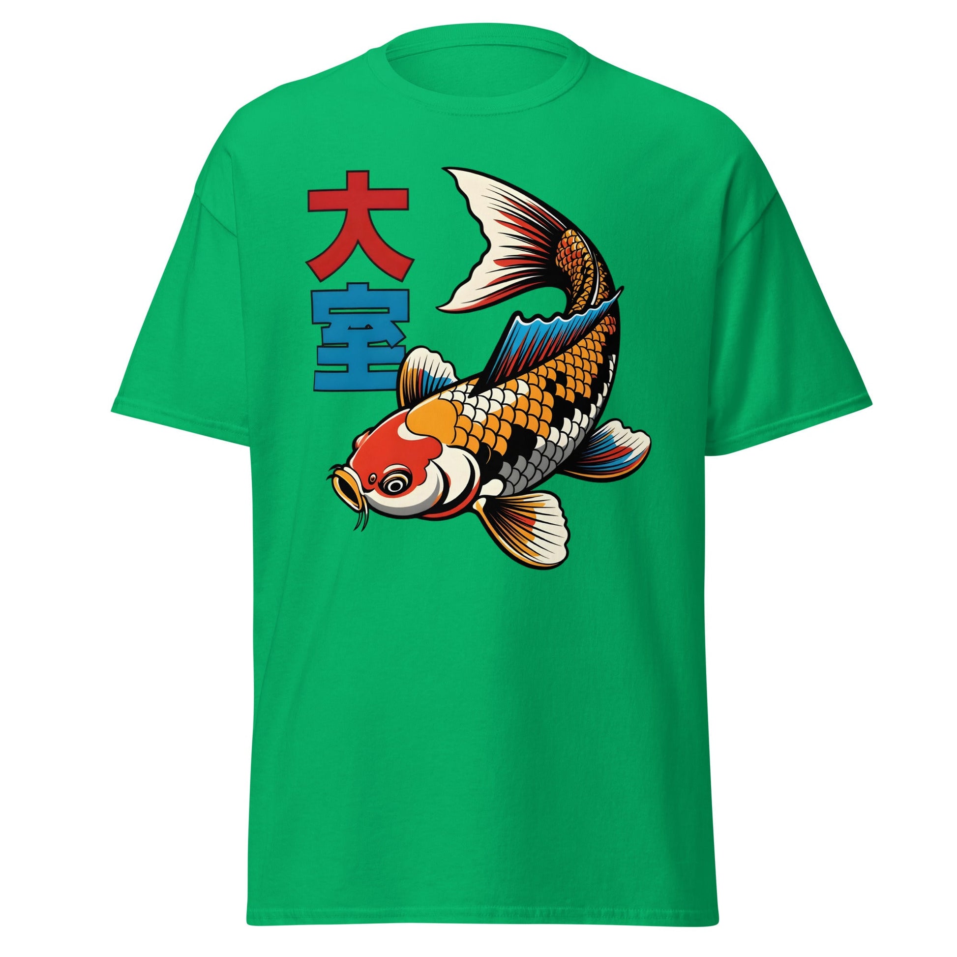 Koi Fish Pop Art T-Shirt Japanese Tattoo Style Tee - Irish Green - T-Shirts Online