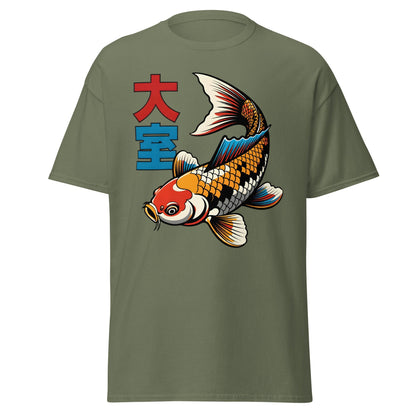 Koi Fish Pop Art T-Shirt Japanese Tattoo Style Tee - Military Green - T-Shirts Online
