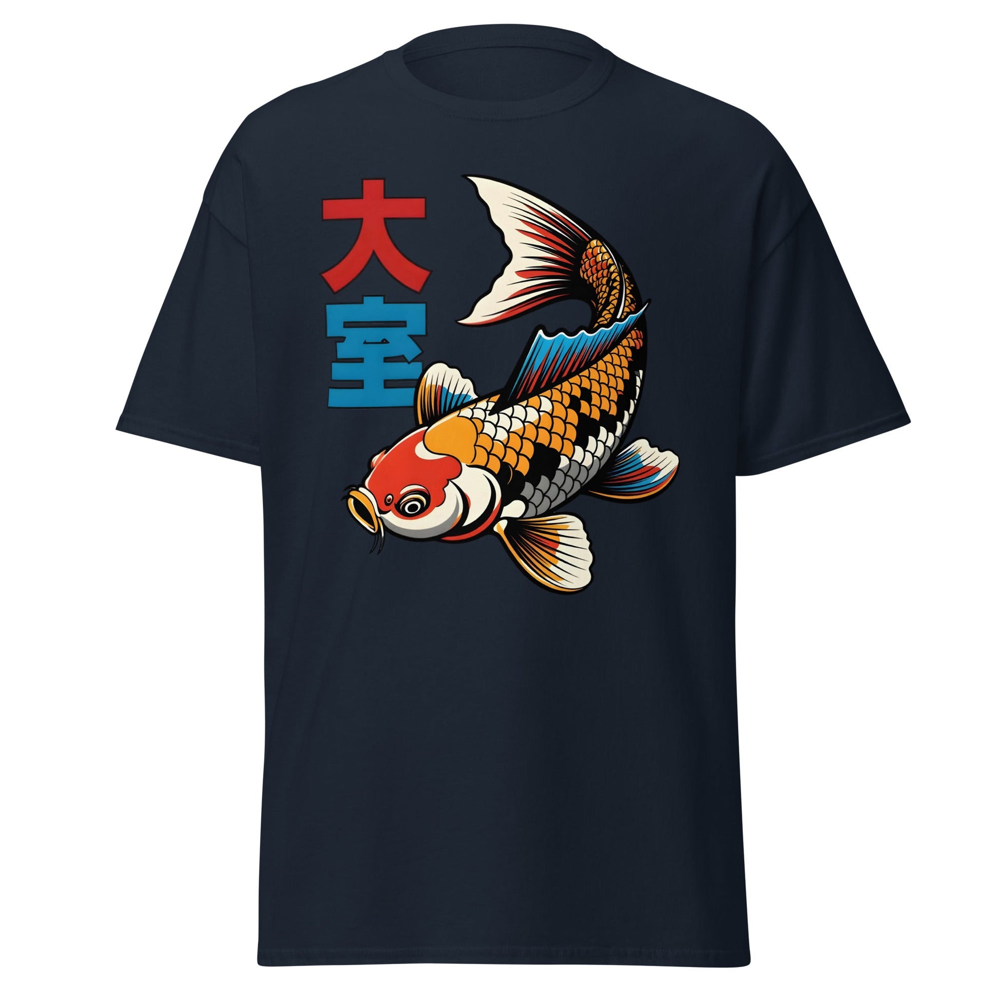 Koi Fish Pop Art T-Shirt Japanese Tattoo Style Tee - Navy - T-Shirts Online