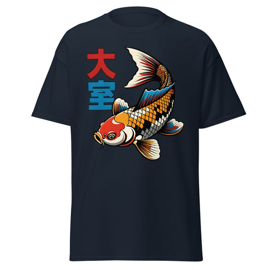 Koi Fish Pop Art T-Shirt Japanese Tattoo Style Tee - Navy - T-Shirts Online