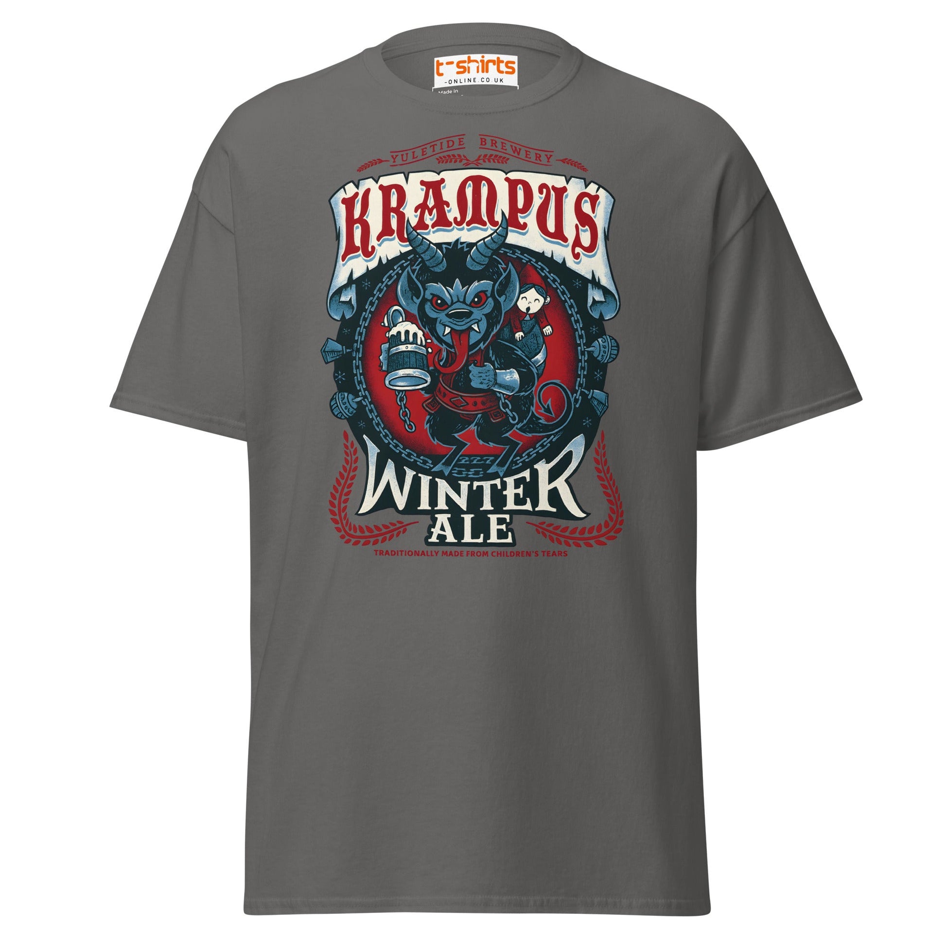 Krampus Winter Ale T-Shirt | Funny Gothic Christmas Tee - Charcoal - T-Shirts Online