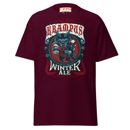 Krampus Winter Ale T-Shirt | Funny Gothic Christmas Tee - Maroon - T-Shirts Online