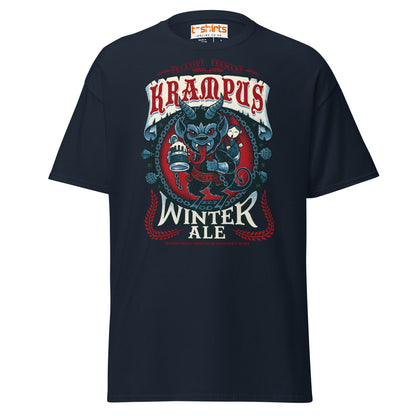 Krampus Winter Ale T-Shirt | Funny Gothic Christmas Tee - Navy - T-Shirts Online