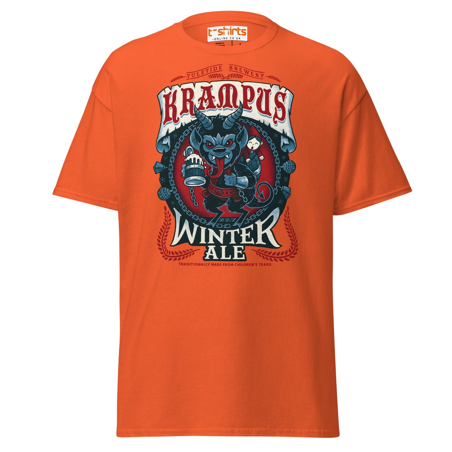 Krampus Winter Ale T-Shirt | Funny Gothic Christmas Tee - Orange - T-Shirts Online