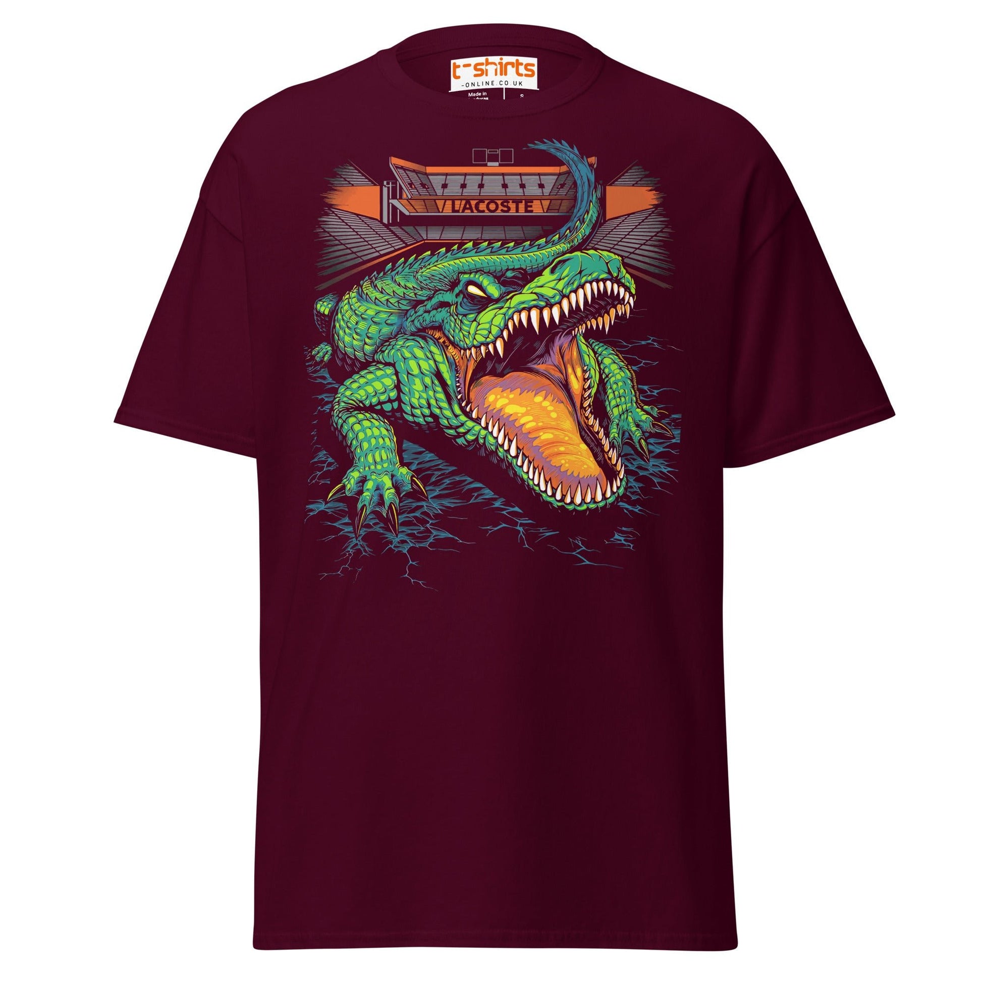 Lacoste Monster T-Shirt – Savage Crocodile Tee - Maroon - T-Shirts Online