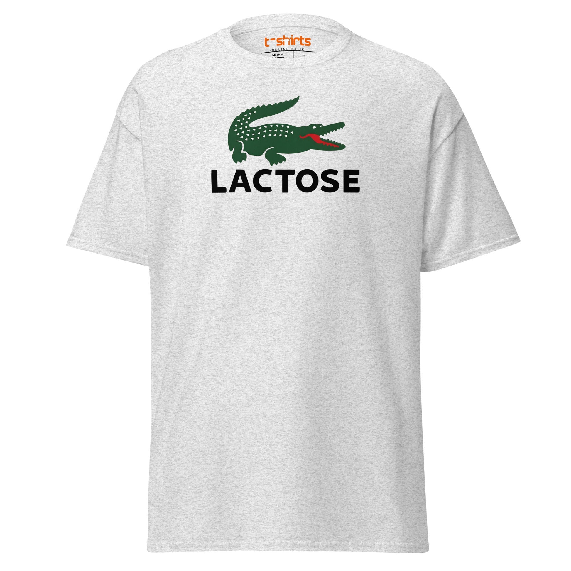 Lactose T-Shirt | Funny Parody Crocodile Logo Tee - Ash - T-Shirts Online