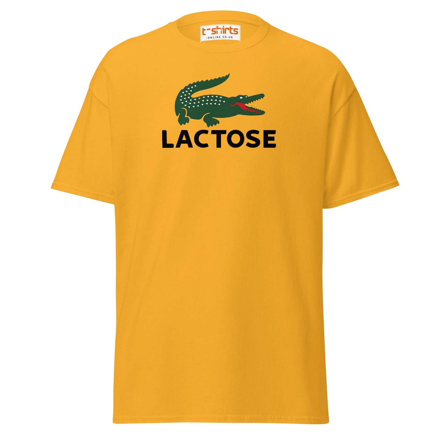 Lactose T-Shirt | Funny Parody Crocodile Logo Tee - Gold - T-Shirts Online