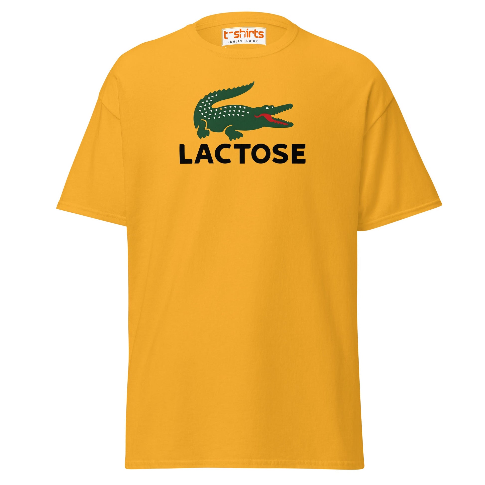 Lactose T-Shirt | Funny Parody Crocodile Logo Tee - Gold - T-Shirts Online