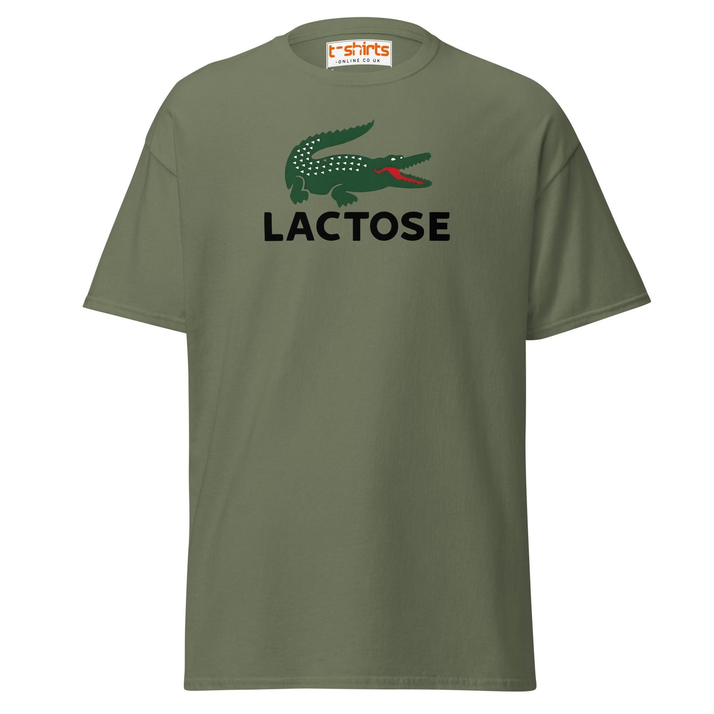 Lactose T-Shirt | Funny Parody Crocodile Logo Tee - Military Green - T-Shirts Online