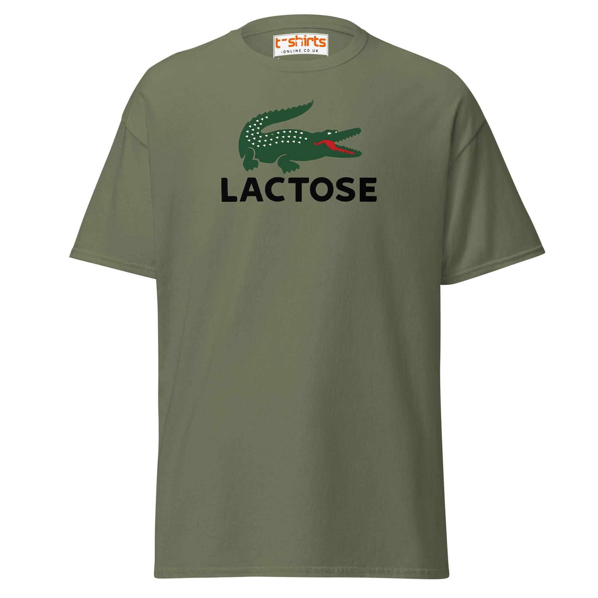 Lactose T-Shirt | Funny Parody Crocodile Logo Tee - Military Green - T-Shirts Online