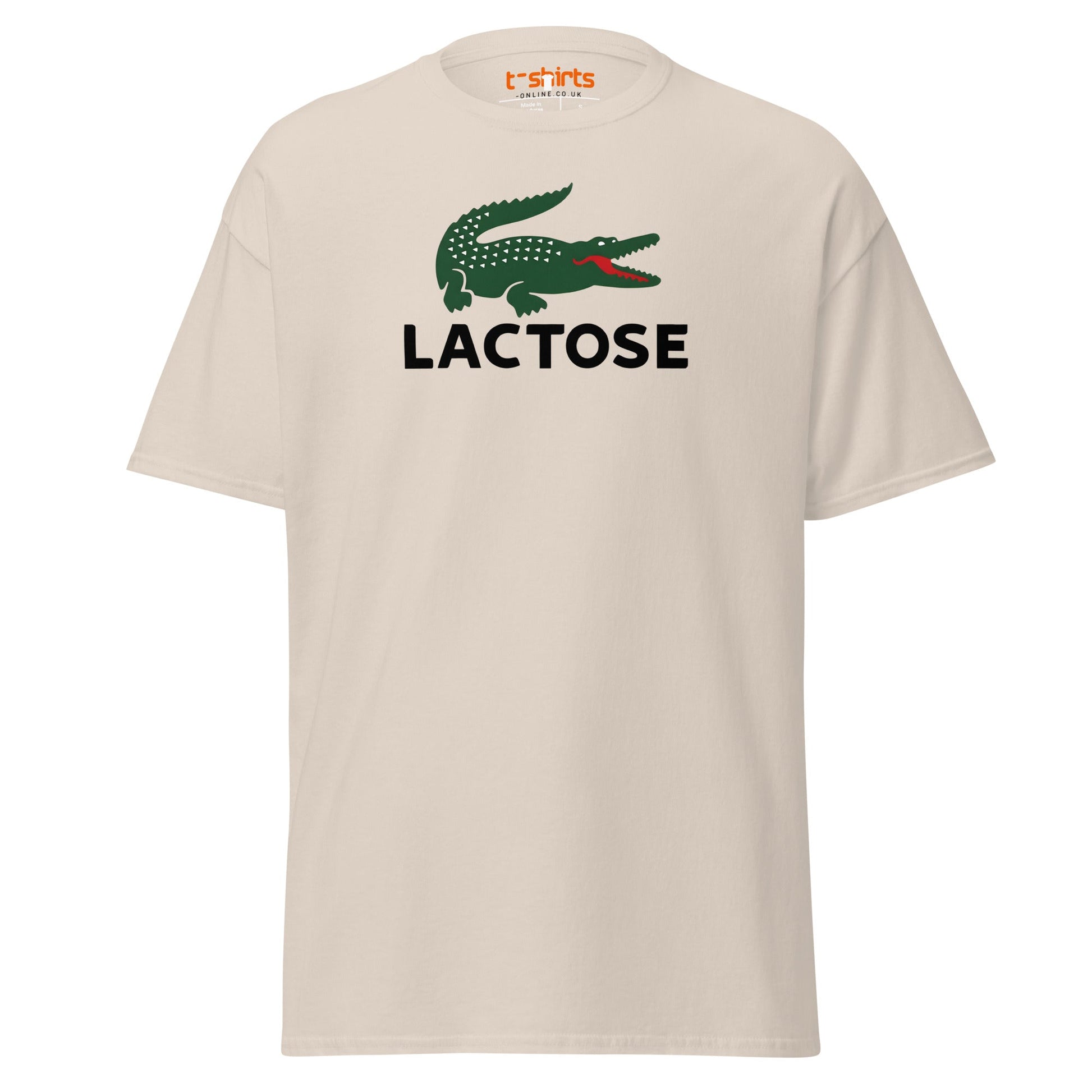 Lactose T-Shirt | Funny Parody Crocodile Logo Tee - Natural - T-Shirts Online