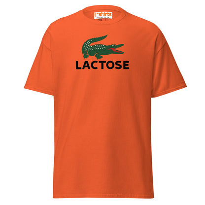 Lactose T-Shirt | Funny Parody Crocodile Logo Tee - Orange - T-Shirts Online