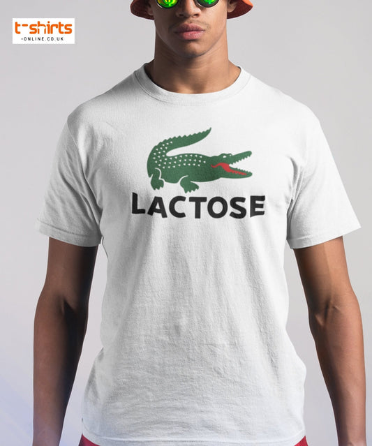 Lactose T-Shirt | Funny Parody Crocodile Logo Tee - Red - T-Shirts Online