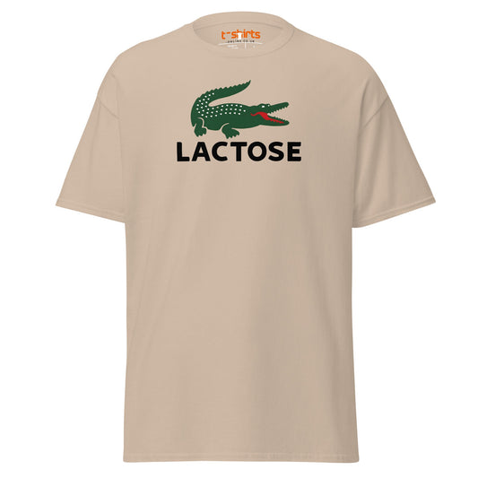 Lactose T-Shirt | Funny Parody Crocodile Logo Tee - Sand - T-Shirts Online